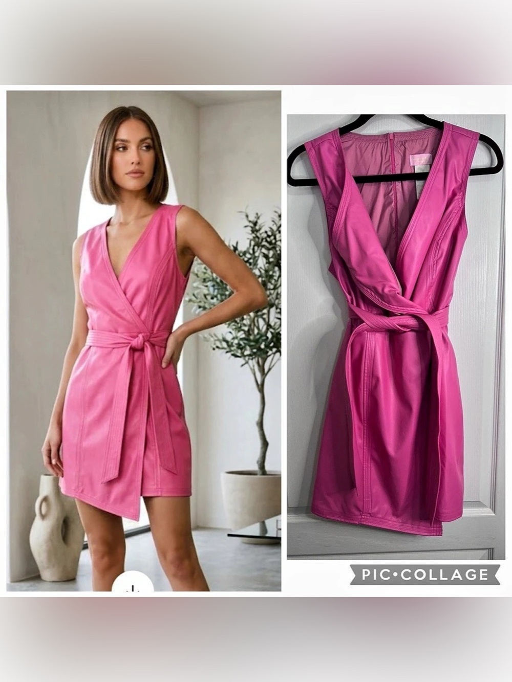 Sincerely curs Leather Pink Wrap Mini Dress Size Large